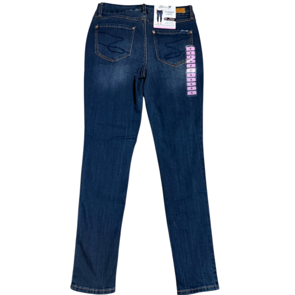 Dark Blue Women's Skinny Jeans with Tummy Control - Picture 2 of 6